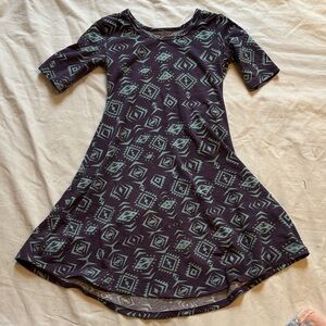 Source Unknown Navy Dress with Teal Aztec Print